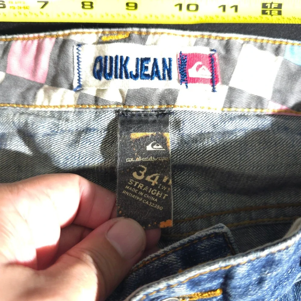 Quiksilver Quikjean Mens 34 Blue Straight Leg Cotton Denim Pants Y2K Baggy Skate